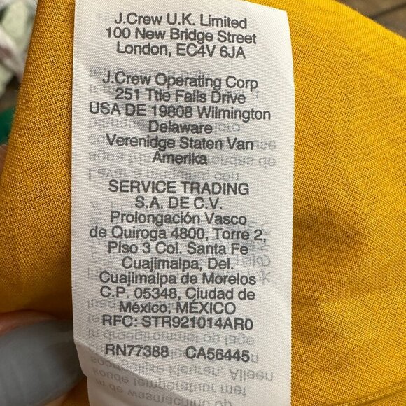 NWOT J Crew Eyelet Button Front Short Sleeves Peplum Yellow Top Size 3X - Picture 10 of 12